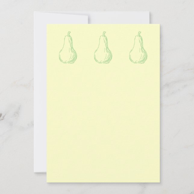 Pear Sketch. Lijntekening in lichtgroen. (Voorkant)