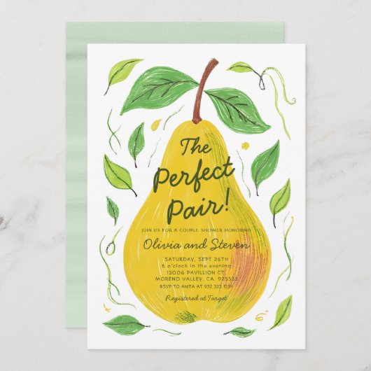 Pear Theme De perfecte paar douche Kaart (Voorkant / Achterkant)