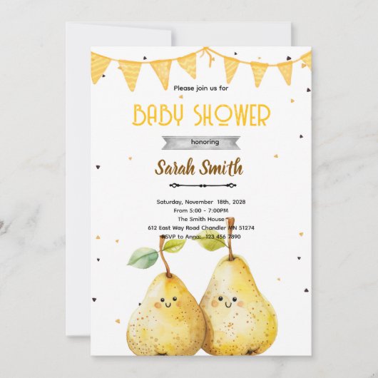 Pear theme party invitation kaart (Voorkant)