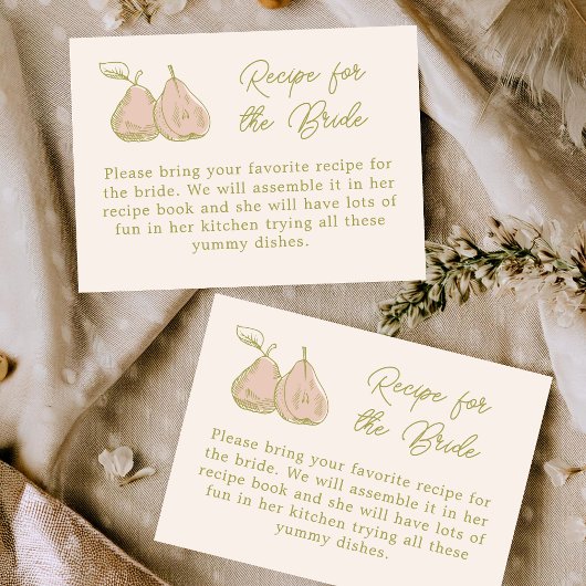 Pear Themed Recipe for the Bride Bridal Shower Informatiekaartje
