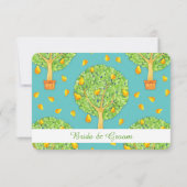 Pear Tree blauwgroen bruiloft receptie invitatie Kaart (Achterkant)