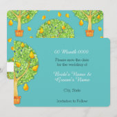 Pear Tree blauwgroen Save the Date Kaart (Voorkant / Achterkant)
