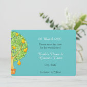 Pear Tree blauwgroen Save the Date Kaart (Staand voorkant)