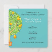 Pear Tree blauwgroen Square Verloving Uitnodiging (Voorkant)