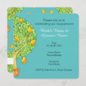 Pear Tree blauwgroen Square Verloving Uitnodiging (Voorkant / Achterkant)