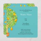 Pear Tree blauwgroen Vierkant Bruids Douche Uitnod Kaart (Voorkant / Achterkant)