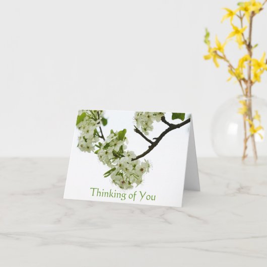 Pear Tree Branch Denken aan U, Blank Binnenin Kaart (Gele Bloem)