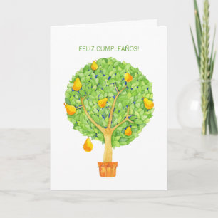 Pear Tree Feliz Cumpleaños Spaans Verjaardag Kaart