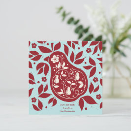 Pear Tree Partridge - cranberry red Feestdagenkaart