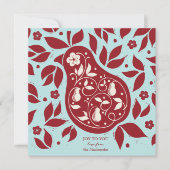 Pear Tree Partridge - cranberry red Feestdagenkaart (Voorkant)