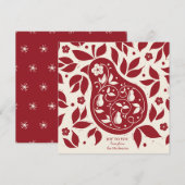 Pear Tree Partridge - Cranberry Red Feestdagenkaart (Voorkant / Achterkant)