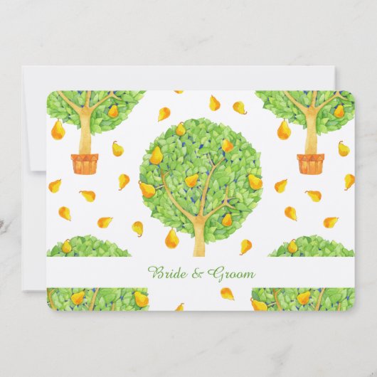 Pear Tree Wedding Rehearsal Dinner Invitation Kaart (Achterkant)