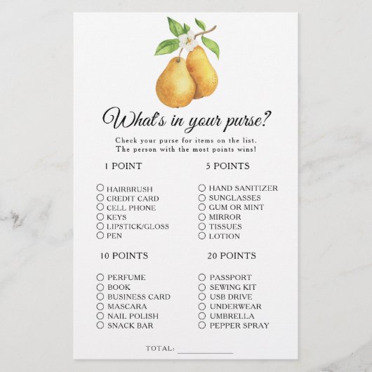 Pear vrijgezellenfeest Wat zit er in je portemonne (Voorkant)