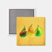 Pear waterverf green fruit magnet (Voorkant / Achterkant)