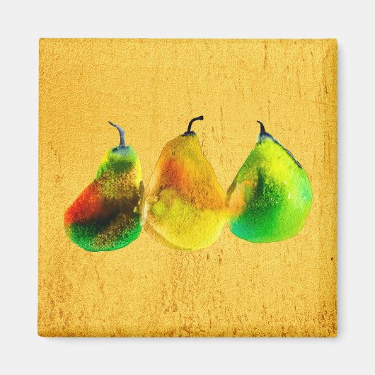 Pear waterverf green fruit magnet (Voorkant)