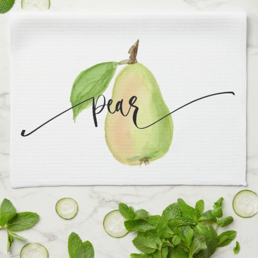 Pear Waterverf Kitchen Towel Theedoek (Gevouwen)