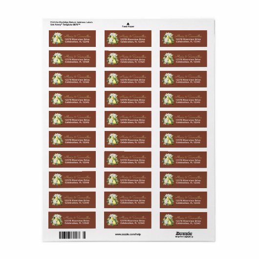 Pearfect Bruin Groen Bruiloft Retouradres Label (Full Sheet)