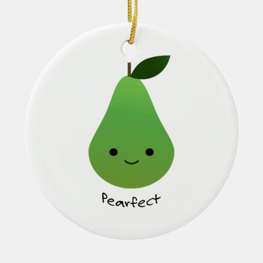 Pearfect Cute Kawaii Pear Keramisch Ornament (Voorkant)
