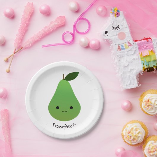 Pearfect Cute Kawaii Pear Papieren Bordje (Feest)