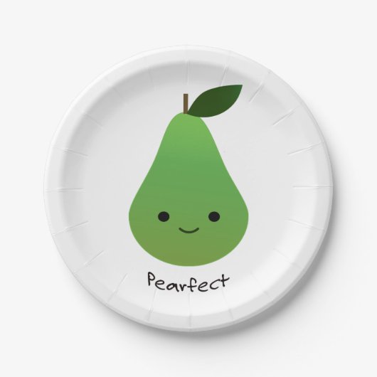 Pearfect Cute Kawaii Pear Papieren Bordje (Voorkant)