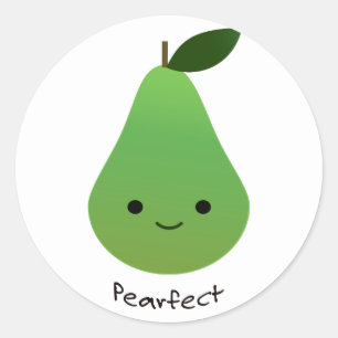 Pearfect Cute Kawaii Pear Ronde Sticker