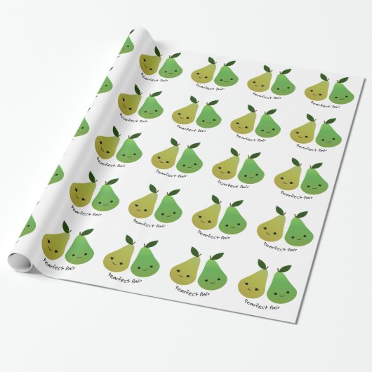 Pearfect Pear Kawaii Pears Cadeaupapier (Uitgerold)