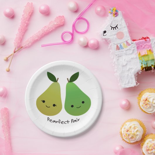 Pearfect Pear Kawaii Pears Papieren Bordje (Feest)