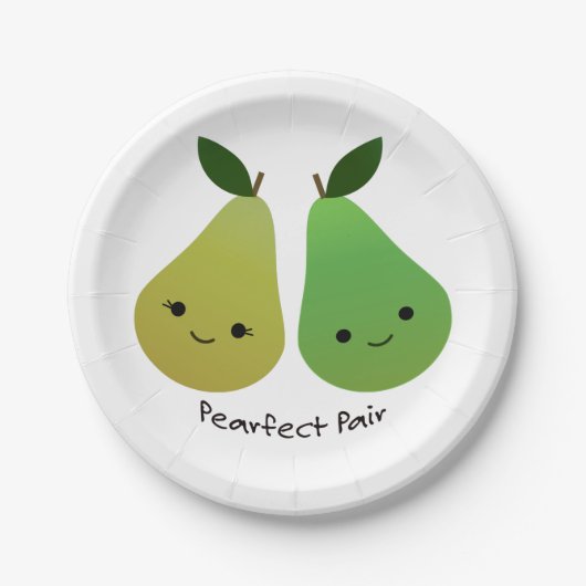 Pearfect Pear Kawaii Pears Papieren Bordje (Voorkant)