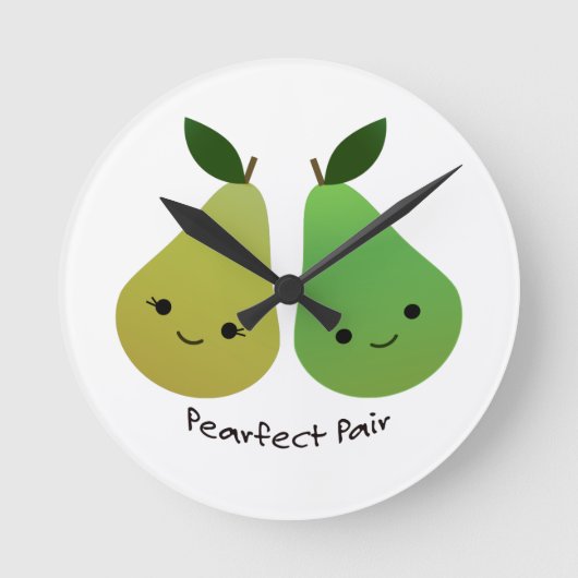 Pearfect Pear Kawaii Pears Ronde Klok (Voorkant)