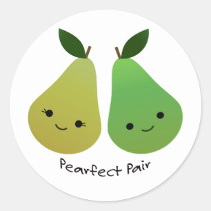 Pearfect Pear Kawaii Pears Ronde Sticker