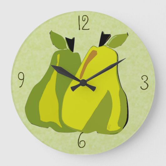 PEARfect Pear (mint) Wall Clock Grote Klok (Voorkant)