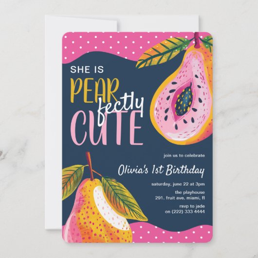 PEARfectly Schattige' Whimsical 1st Birthday Kaart (Voorkant)