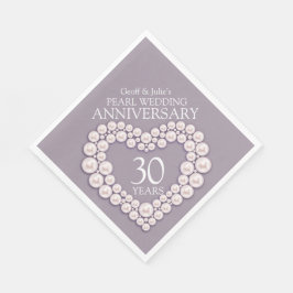 Pearl 30th Bruiloft Jubileum hart genaamd servette Servet