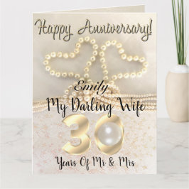 Pearl 30th Wedding Jubileum Kaart voor vrouw