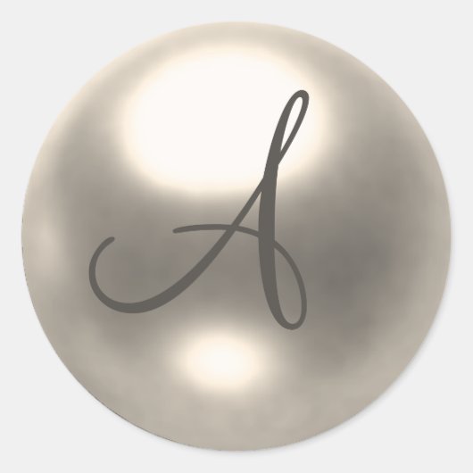 Pearl A monogram bruiloft Ronde Sticker (Voorkant)