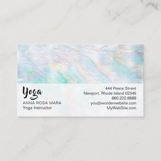 *~* Pearl Abalone Yellow Blue Pink Pastel Visitekaartje (Achterkant)