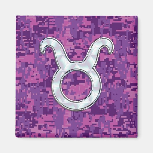 Pearl als Taurus Zodiac-symbool op digitale camo Magneet (Voorkant)