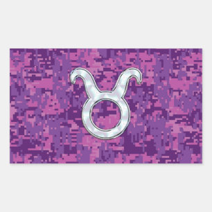 Pearl als Taurus Zodiac-symbool op digitale camo Rechthoekige Sticker