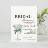 Pearl and Bow Bridal Shower Uitnodiging (Staand voorkant)