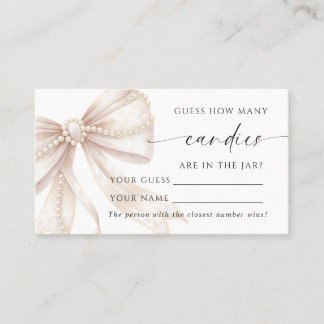 Pearl and Bow How Many Candies Shower Game card Plaatskaartje