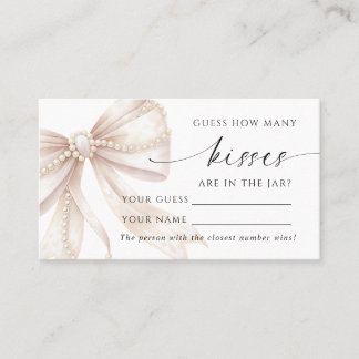 Pearl and Bow How Many Kisses Shower Game card Plaatskaartje