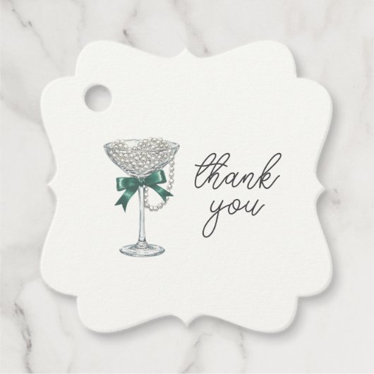 Pearl and Bow Vrijgezellenfeest "Thank You" Label (Voorkant)