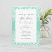 Pearl Aqua Damask Bridal Shower Kaart (Staand voorkant)
