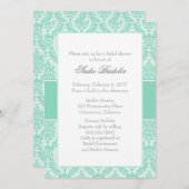 Pearl Aqua Damask Bridal Shower Kaart (Voorkant / Achterkant)
