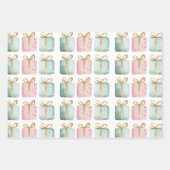 Pearl Aqua Pink Christmas Tree Branch Ornamenten Inpakpapier Vel (Voorkant 3)