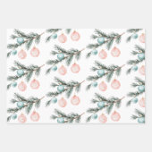 Pearl Aqua Pink Christmas Tree Branch Ornamenten Inpakpapier Vel (Voorkant)