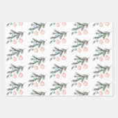 Pearl Aqua Pink Christmas Tree Branch Ornamenten Inpakpapier Vel (Voorkant 3)