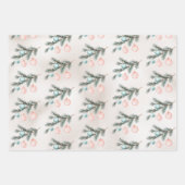 Pearl Aqua Pink Christmas Tree Branch Ornamenten Inpakpapier Vel (Voorkant)
