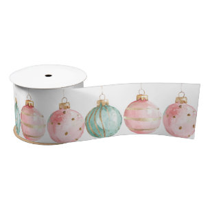 Pearl Aqua Pink Christmas Tree Branch Ornamenten Satijnen Lint