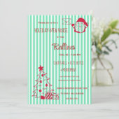 Pearl Aqua Plaid Holiday Open House Uitnodiging (Staand voorkant)